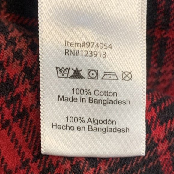 Jachs Men's XLT Red & Black Plaid Heavy Cotton Flannel Shirt Shacket 32” length - Picture 7 of 8